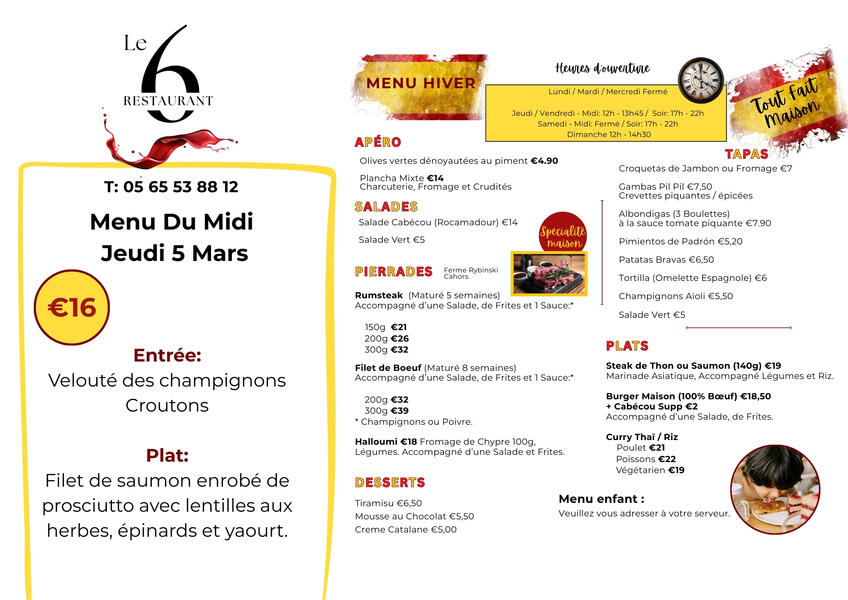 Apero menu: text with pictures of food