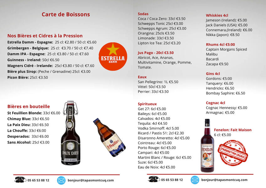 cocktail menu: fun bright colours