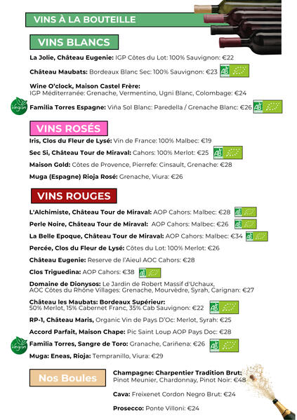 cocktail menu: fun bright colours